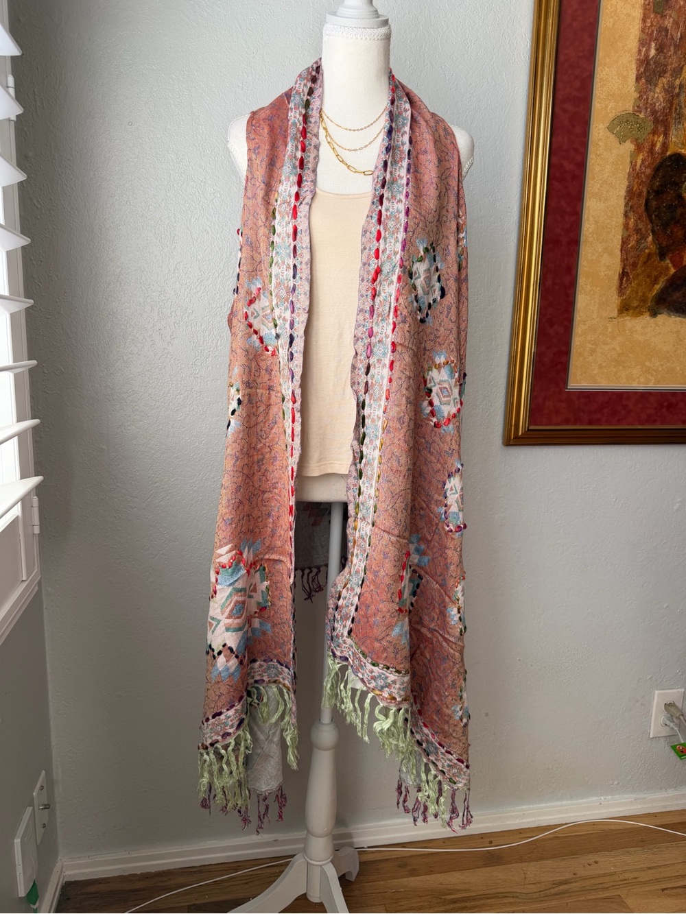 53- NWT Stitched Boho Embroidered Vest by Raj for Soft Surroundings OS